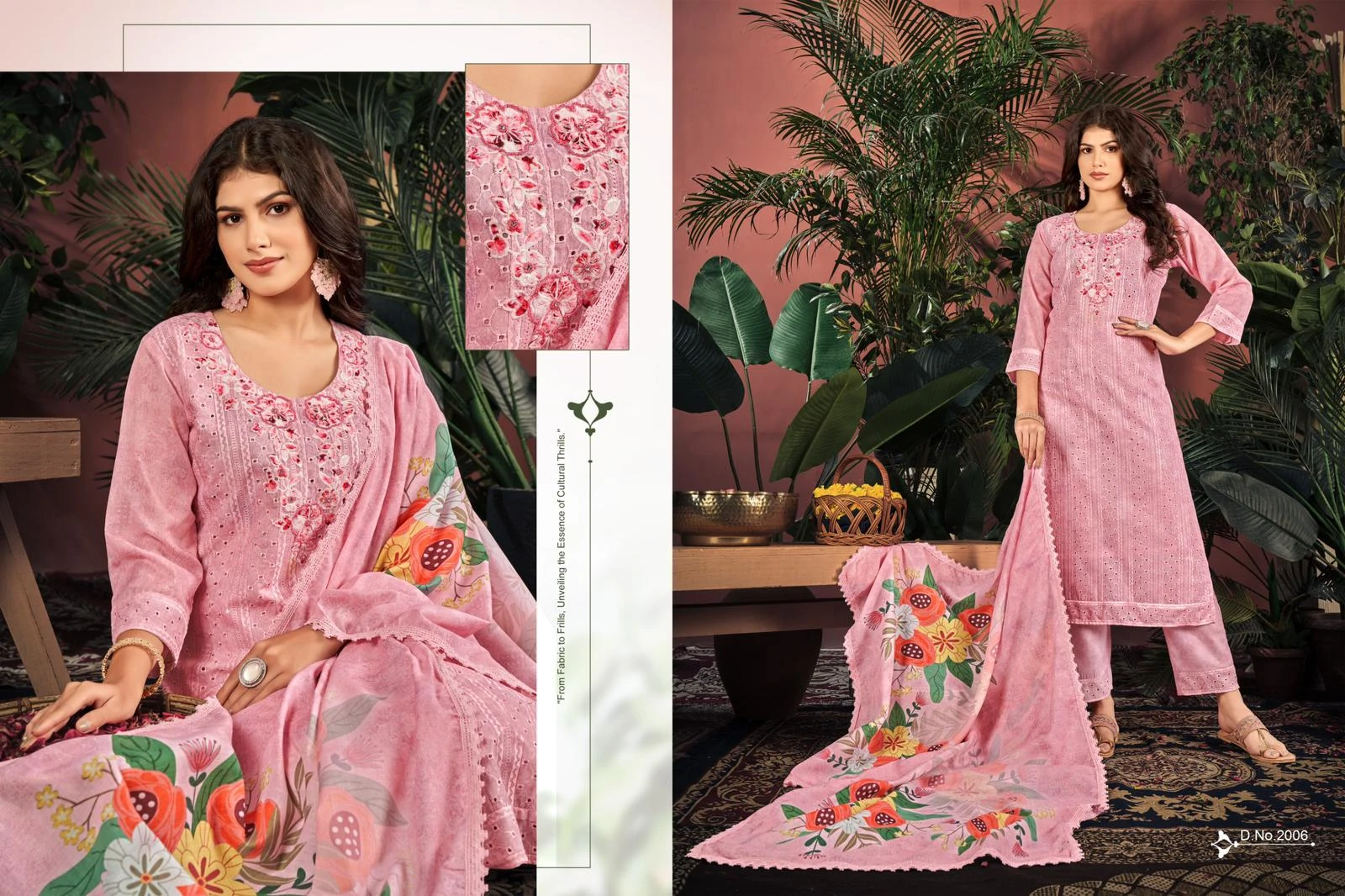 Isavasyam Corporation Cotton Chikan Applique Vol-02 100% Camric Cotton Wholesale Readymade Salwar Suit Catalog — Wholesale Readymade Suit, MPA wholesale from Surat - Gallery Image 2